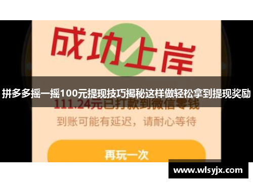 拼多多摇一摇100元提现技巧揭秘这样做轻松拿到提现奖励